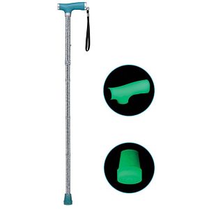 Drive Medical Folding Cane with Silicone Glow Gel Grip Handle & Tip
