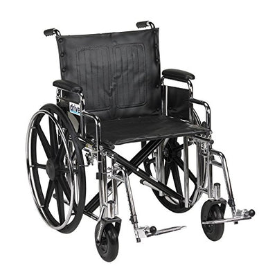Drive Medical Sentra Extra Heavy Duty Wheelchair, Detachable Desk Arms, Swing away Footrests