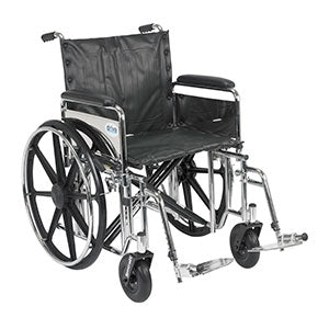 Drive Medical Extra Heavy Duty Wheelchair with Detachable Full Arms and Swing Away Footrest