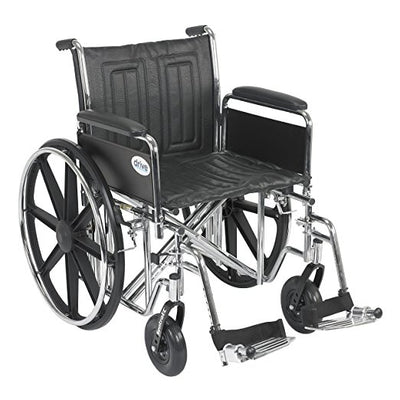 Drive Medical Sentra EC Heavy Duty Wheelchair, Detachable Full Arms, Swing away Footrests