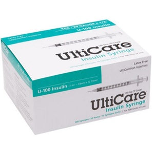 UltiCare Insulin Syringe Disposal, Latex-Free by Ultimed - Box of 100