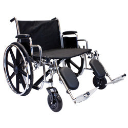 Extra Wide Bariatric Wheelchair, 28" x 20" Removable desk-length arms, Swing-away footrests