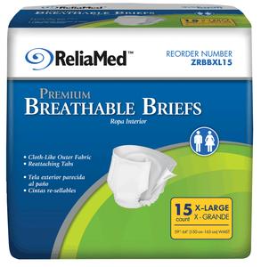 ReliaMed Breathable Brief, X-Large 59" - 64" - Bag of 15